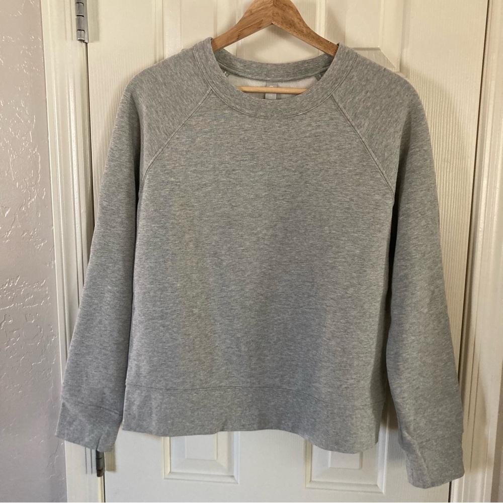 Athleta Heather Gray Mid-Weight Cotton Blend Crewneck Sweatshirt Size S